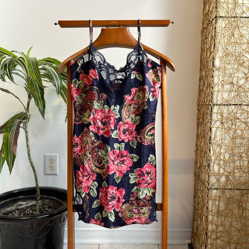 Victoria's Secret Floral Chemise - Pink and Black